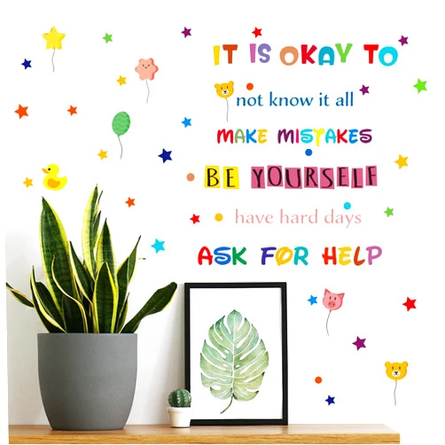 Buiory Removable Inspirational Wall Quote Stickers Peel and Stick Be Yourself Wall Decals DIY Vinyl Wall Art Deor for Kids Baby Nursery Girls Bedroom Living Room Sofa TV Background