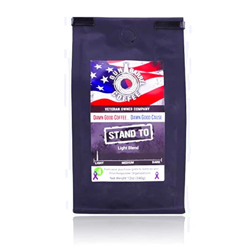 Gun Barrel Coffee Whole Bean Light Roast - Stand To - Smooth Delicious Gourmet Quality Coffee Beans - Veteran-Owned American Coffee Roasters (12 oz)