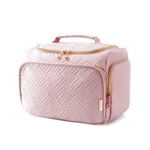 BAGSMART Travel Toiletry Bag, Large Wide-open Makeup Cosmetic Travel Bag for Toiletries with Handle, Pink-L