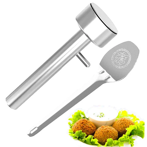 Generic Falafel Scoop Stainless Steel and Meatball Falafel Maker Scoop | Craft Culinary Creations with Precision - Non-Stick Baller Falafel Tool Perfectly Shaped Balls Every Time with Free Spatula