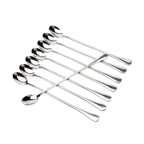 Dhrbsx 9-inch Long-handled ice tea spoon, cocktail stir spoons, stainless steel coffee spoons, ice cream scoop Set of 8