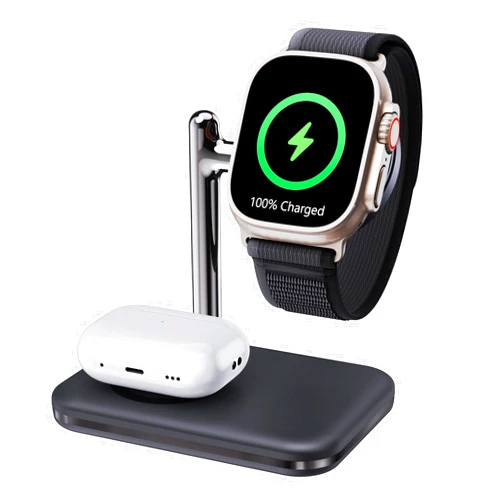 MAKAQI 2 in 1 Charger Stand for Apple Watch and AirPods, Foldable Watch Charging Dock Compatible with Apple Watch Series Ultra/10/9/8/7/6/Se/5/4/3 & Airpods Pro/4/3/2/1