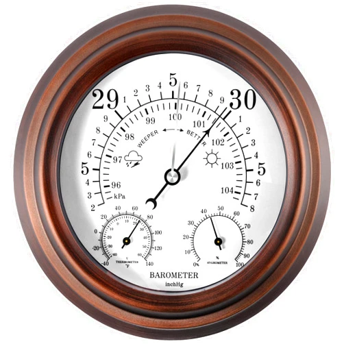 Lirches 8'' Barometer thermometer hygrometer - 3 in 1 Atmospheric Pressure Temperature Hygrometer Weather Station, Hanging Premium Steel Barometer for Home Wall, Fishing Boat, Baby Room, Office