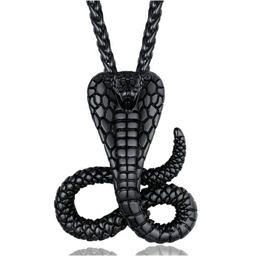 ChainsProMax Retro Cobra/Python Snake Necklace, Statement Serpent Gothic Jewelry, Stainless Steel/Gold Plated/Black-Send Gift Box