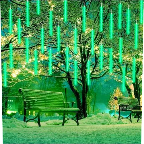 Generic Christmas Lights Outdoor, Meteor Shower Lights 11.8inch 10Tube 360LED Falling Rain Lights Snow Falling Icicle Cascading Lights for Christmas Tree Decoration (19.7 inches, Green)