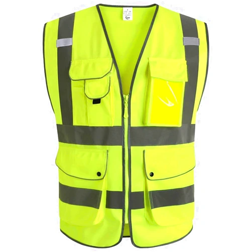 XIAKE 9 Pockets Class 2 High Visibility Reflective Safety Vest for Men Women Work Construction Vest