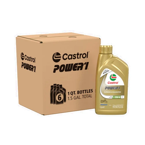 Castrol Power1 4T 10W-40 Full Synthetic Motorcycle Oil, 1 Quart, Pack of 6
