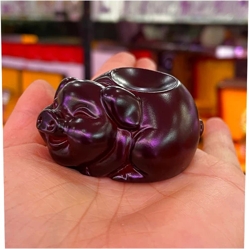 GAJUST 1pc Fortune Crystal Ball Holder Resin Dolphin Whale Rat Pig Display Stand Collectibles Nature Series Resin Crafts Ornaments (Color : Piggy)