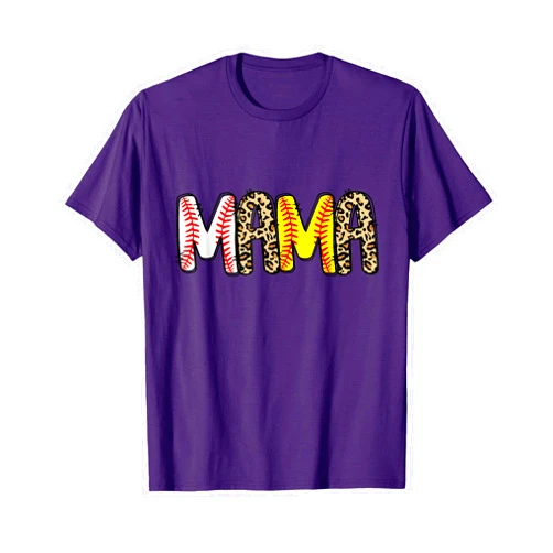 Mom Of Both Baseball Softball Game Day Vibes Mama Mom Of Both Leopard Baseball Softball Mom Mothers Day T-Shirt