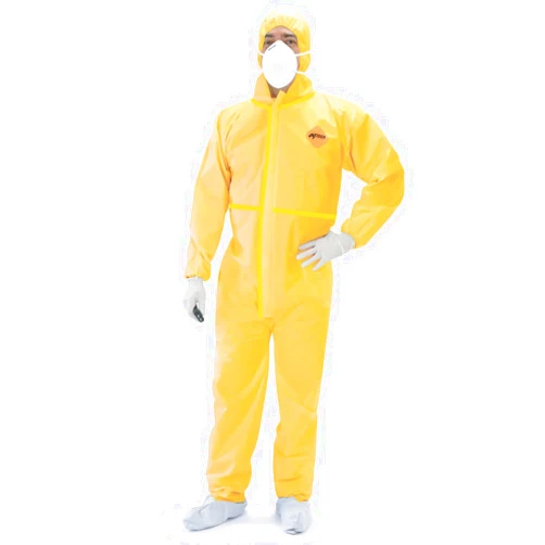 Tiger Tough Products Tiger Tough Chemical Protection Coveralls - Hazmat Suits with Hood & Zipper – Durable Yellow Chemical Suit for Industrial Use
