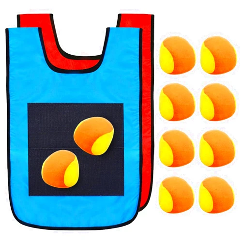 NUOBESTY Dodgeball Game Set 12 Pcs, 2 Pcs 16.9x11.8 Inches Sticky Dodgeball Vest 10 Pcs 2.8 Inches Throwing Balls Set Parent-Child Interaction Toy for Indoor Outdoor
