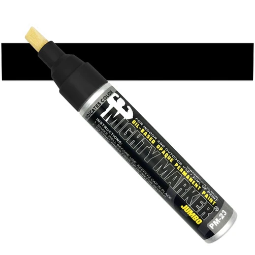 Mighty Marker PM-23 Jumbo Industrial Paint Marker, Oil-Based Xylene Paint, 22ml, Quick Drying, Chisel Tip, Fade-Resistant, Valve Action, Marks through Rust, Water, and Oil, Made in USA - Black 4 Pack
