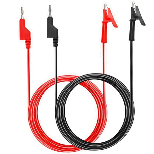 Sumnacon Multimeter Banana Plug to Crocodile Alligator Clip Test Probe, 2PCS 4mm Stackable Colorful Silicone Banana Plug to Alligator Clip Test Probe Lead Wire Cable 2M/6.6 Ft