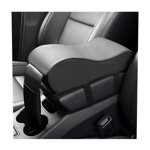 Yourkar Car Armrest Cushion, Soft Memory Foam Auto Armrest Pillow with Storage Bag, Leather Center Console Arm Rest Padded Cushion with Phone Holder, Universal Car Accessories (Black)
