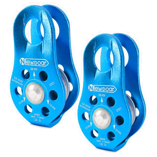 NewDoar Fixed Plate Micro Pulley,28KN CE Certified General Purpose Small Aluminum Rope Pulleys for Climbing/Aloft Work/Rappelling/Rescue Etc