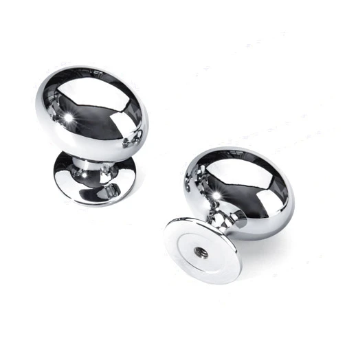 homdiy 10 Pack Solid Polished Chrome Cabinet Knobs 1-5/16 inch Oval Chrome Drawer Knobs Kitchen Cabinet Handles for Cupboard Dresser