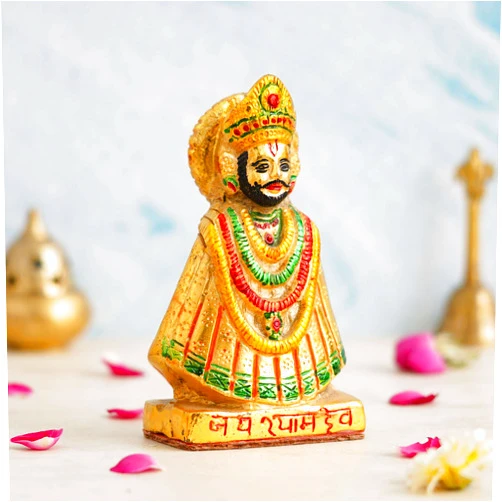 Generic ARTLIFE STORE Shree Khatu Shyam Ji Murti Baba Khatu Maharaj Idol Statue Sculpture Pooja Idols - Home Décor Brass Lord Best Item for Puja and Home, Temple & Office Multicolor