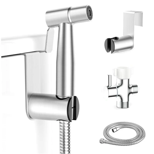 Dearocean Handheld Bidet Sprayer for Toilet, Stainless Steel Handheld Jet Spray Bidet Kit with 47 inch Hose, Muslim Shower Faucet Sprayer, Bathroom Wall or Toilet Mounting, 1 Spray Mode