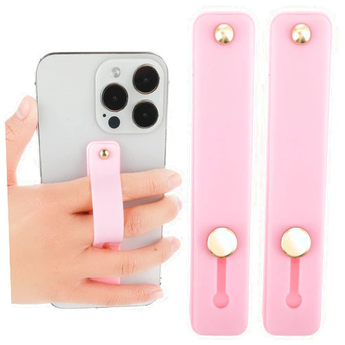 WLLHYF 2 PCS Phone Strap Cell Phone Grip Holder, Phone Loop Finger Holders Silicone Kickstand Phone Strap Grip Holder for Most Smartphones (Pink)