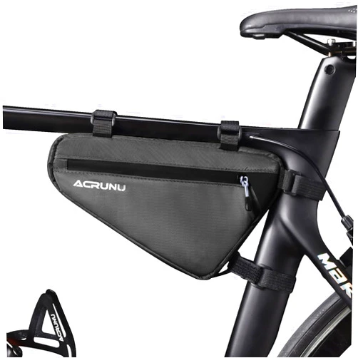 ACRUNU Bike Bag, Bike Frame Storage Bag, Water-Resistant Bike Triangle Bags with Two Side Pockets, BMX Bike Accessories for Mountain Road Bike Trip (Black)