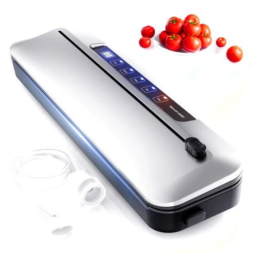 LKKNC Vacuum Sealer Machine,75Kpa Precision Suction Power 6-in-1 Food Sealer with Digital Timer, Dry & Moist Food Modes, Compact Design with 10 Vacuum Bags & Bulit-in Cutter(Sliver)