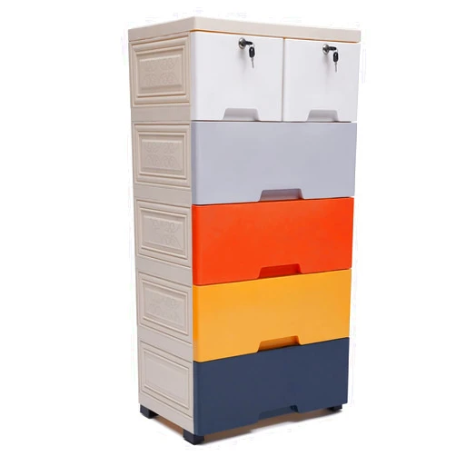 SHOUMANUAL Plastic Drawers Dresser, Modern Floor Storage Cabinet with 6 Drawers, Tall Dresser Organizer Closet Drawer Chest for Kids Bedroom Playroom Furnitures 66lbs Capacity (Multicolor)
