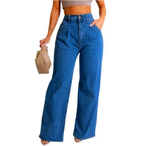 GarRela Women's Wide Leg Jeans Trendy High Waist Stretchy Baggy Loose Casual Denim Pants with Pockets