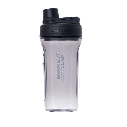 LocknLock Shake It Bottle Pro with Handle, Travel/Fitness/Sports Protein Shaker for Shakes/Smoothies, BPA Free, Tritan Plastic, 28 oz, Black