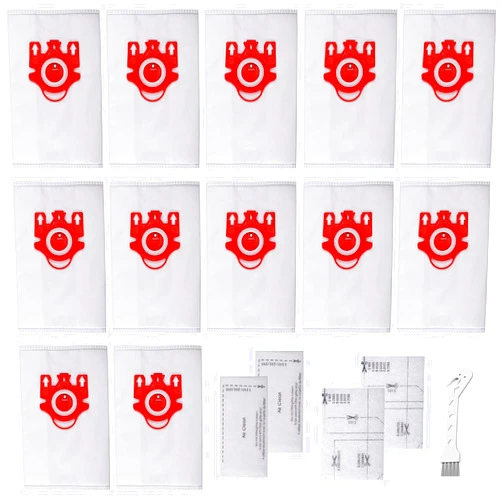 Zibopon FJM Vacuum Cleaner Dust Bags 12 Pcs & 2 Filters Compatible with Miele HyClean Airclean 3D Efficiency Bag FJM, for Miele Compact C2,S290,S300i,S578,S700,S4,S6 Series, Replaces Part # 10123220