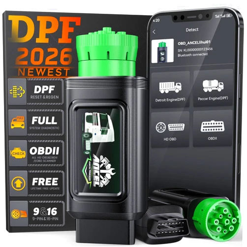 ANCEL HD110 Heavy Duty Truck Scanner with DPF Regen and Reset for Detroit Paccar Engine, Full System HDOBD & OBD2 Scanner for Diesel Trucks Lifetime Free Updates