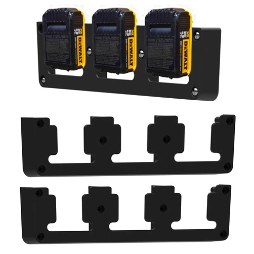 SZWJT-LV Battery Rack Compatible DeWalt 20V Battery Holder, Mount 3 Slot Bulk Battery Garage Tool, Dewallt 20v Tools, Wall Display Hook Holder (2, Black)