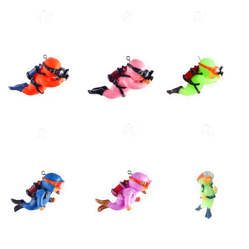 Xikerswo 6Pcs Floating Fish Tank Decorations, Cute Little Diver Aquarium Decoration Floating Aquarium Accessories Fish Playmate for Fish Tanks Swimming Pool