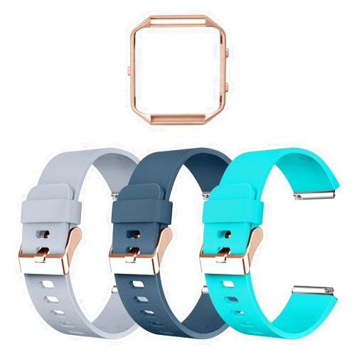 LEEFOX Compatible Blaze Bands with Frame, Sport Silicone Replacement Strap for Blaze Smart Fitness Watch Accessory Wristbands Large, w/Rose Gold Frame Men Women