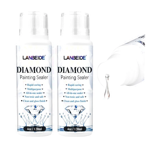 LANBEIDE 2 Pack 240ML Diamond Painting Sealer, 5D Diamond Painting Art Glue Permanent Hold & Shine Effect Sealer for Diamond Painting and Puzzles
