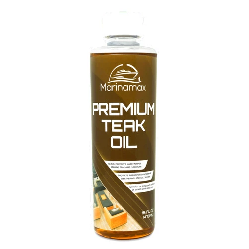 Marinamax Premium Teak Oil 16 Oz | Wood Oil, Preserver, Stain, Sealer, and Protector | Great for Teak Furniture and Boat and Marine Interior Teak Wood
