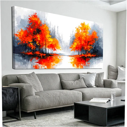 TQJ YILUFA ART Canvas Wall Art Decor Modern Large Wall Art for Living Room Canvas Art Wall Decorations Fall Orange Artwork for Walls Oversized Black and White Wall Art Prints Bedroom Office Home Decor 29
