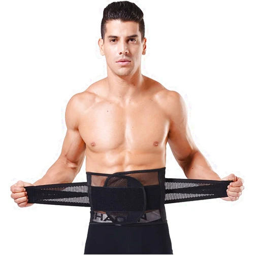 DAISHA Men's Ultra Breathable Mesh Waist Trainer Trimmer Tummy Control Shaper Belt for Lumbar Muscle Strain Beer Belly
