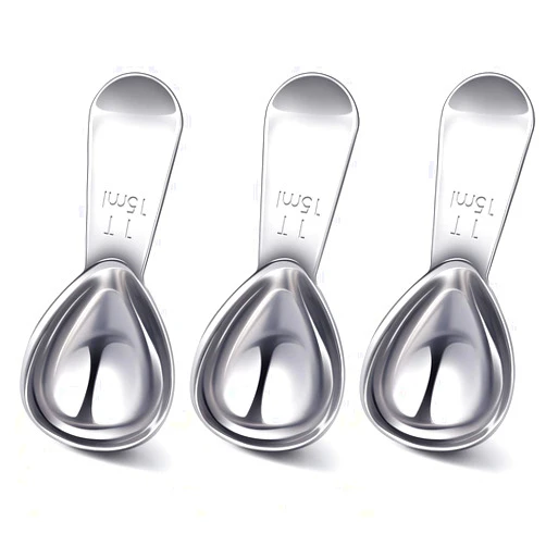 Patelai 3 Pieces Tablespoon Coffee Scoop Stainless Steel Coffee Scoops Short Handle Tablespoon Measuring Spoons for Coffee Tea Sugar Christmas Kitchen Gifts