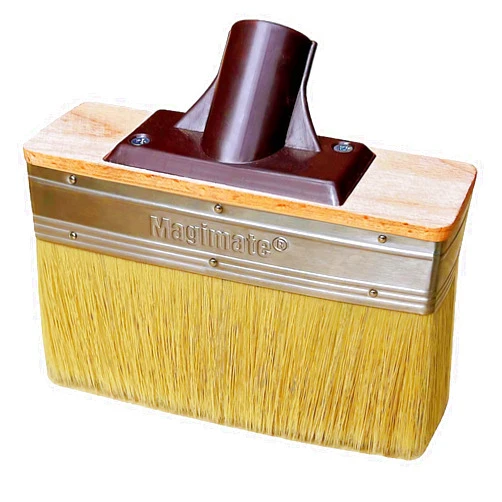 Magimate Deck Brush Stain Applicator by Magimate - Thick Soft Large Paint Brush Head with Threads for Extension to Apply Stain and Sealers on Wood Deck Floor Fence Walls - 7 Inch Wide
