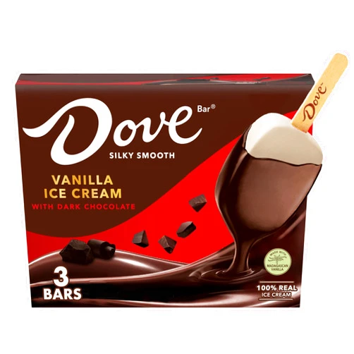 DOVE Vanilla Ice Cream Bars Coated With Dark Chocolate, 3 Pack, 2.89 Oz Bars