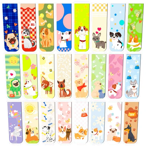 Prudiut 48Pcs Magnetic Bookmarks Cute Dog Bookmarks Magnetic Bookmarks for Kids Page Clip Bookmarks for Students Teachers Readers Reading Accessories Graduation Party Gifts，24 Designs