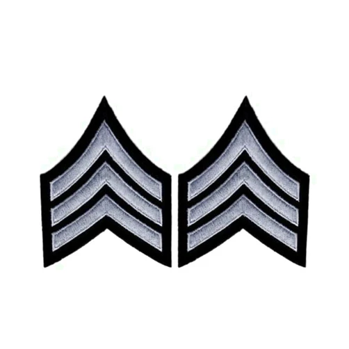 CopQuest Uniform Patches- Medium Gray Chevron Patches on Black Backing for Law Enforcement, Sheriff, Police, Security - 3-inch Wide - Sergeant Stripes - Police Patch Sergeant Chevron (SGT Patch) (Pair)