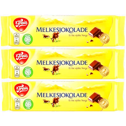Freia Milk Chocolate Bars - 7.05 Ounce (200 grams) - Pack of 3