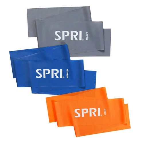 SPRI Flat Bands 3-Pack - Resistance Band Kit Set with 3 Levels of Resistance - Exercise Bands for Strength Training, Flexibility, & Body Workout - Versatile Fitness Tool - Light, Medium, and Heavy