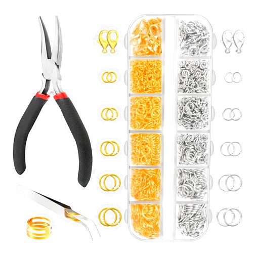 Qulltk 1200 Pcs Jump Rings for Jewelry Making Supplies, Necklace Repair Kit with Plier, Tweezer, Lobster Claw Clasps, Open Rings for Crafts & Keychains (1200Pcs Silver and Gold)