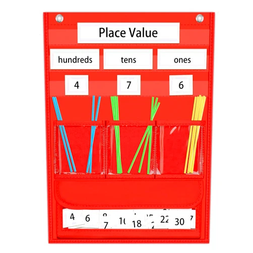 AUVCAS VNOM Counting Caddie and Place Value Pocket Chart for Kindergarten Preschool Homeschooling Classroom,210 Straws & 30 Number Cards & Header Cards Included