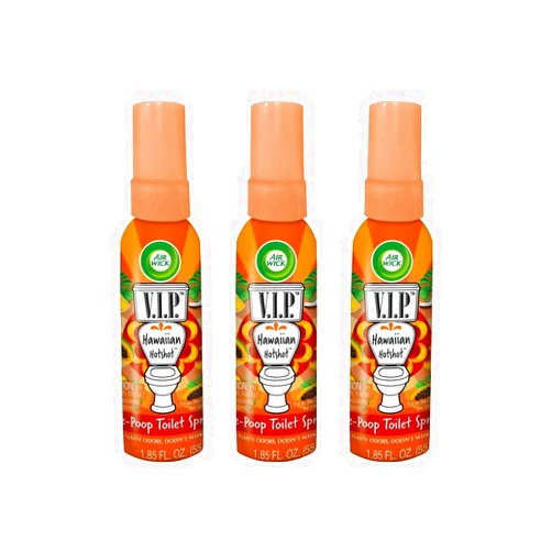 Air Wick V.I.P. Pre-Poop Toilet Spray | Hawaiian Hotshot Scent | Contains Essential Oils | Travel size Air Freshener | Up to 100 uses - 1.85 Ounce (Pack of 3)