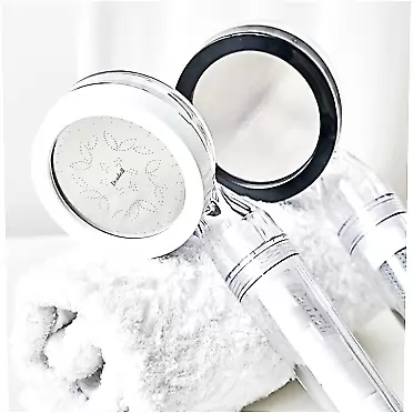 Ez mediclean 'Dewbell Wide'[Made in Korea]High Pressure smart shower Head, 2 Step water filtration system Chlorine-free balls ,Sediment Filter. (dew wide)