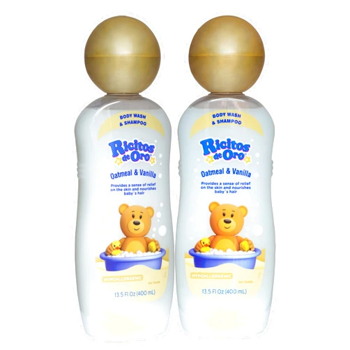 Grisi Ricitos de Oro Baby Shampoo and Body Wash, Formula with Oats and Vanilla, Hypoallergenic, Tear-Free Body Wash and Shampoo, 2-Pack of 13.5 Fl Oz Each, 2 Bottles