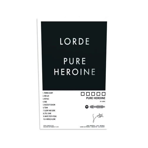 FIMGLK Lorde Poster Pure Heroine Album Cover Posters for Room Aesthetic Canvas Wall Art for Teens Room Decor12x18inch(30x45cm), Unframe-style-1